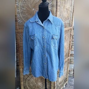Vintage Levi's Red Tab Blue Denim Button-Down Shirtd_XL